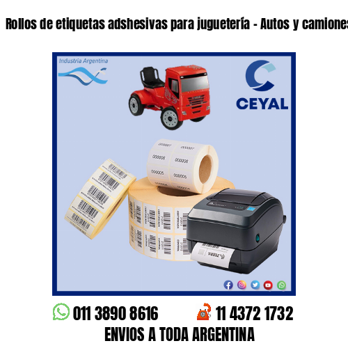 Rollos de etiquetas adshesivas para juguetería – Autos y camiones