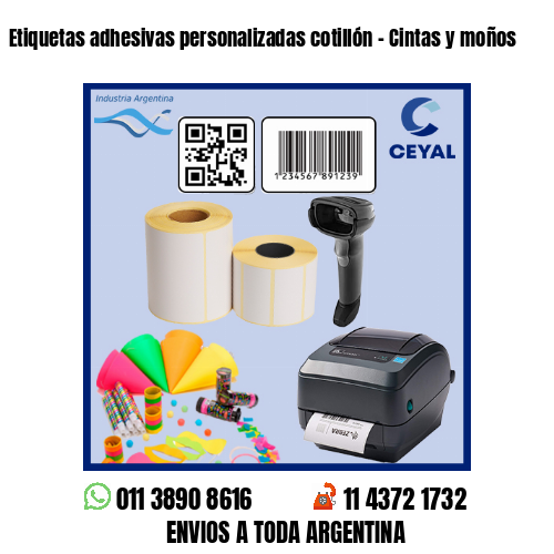 Etiquetas adhesivas personalizadas cotillón – Cintas y moños