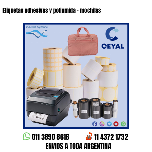 Etiquetas adhesivas y poliamida – mochilas