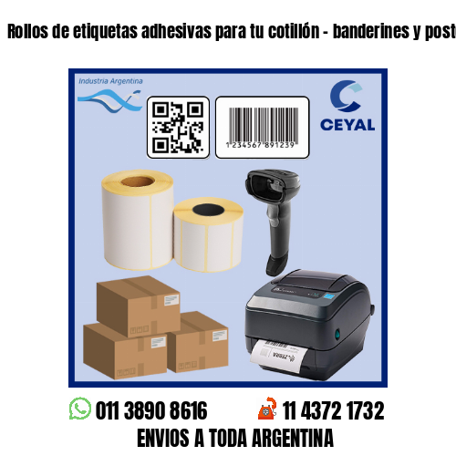 Rollos de etiquetas adhesivas para tu cotillón – banderines y posters