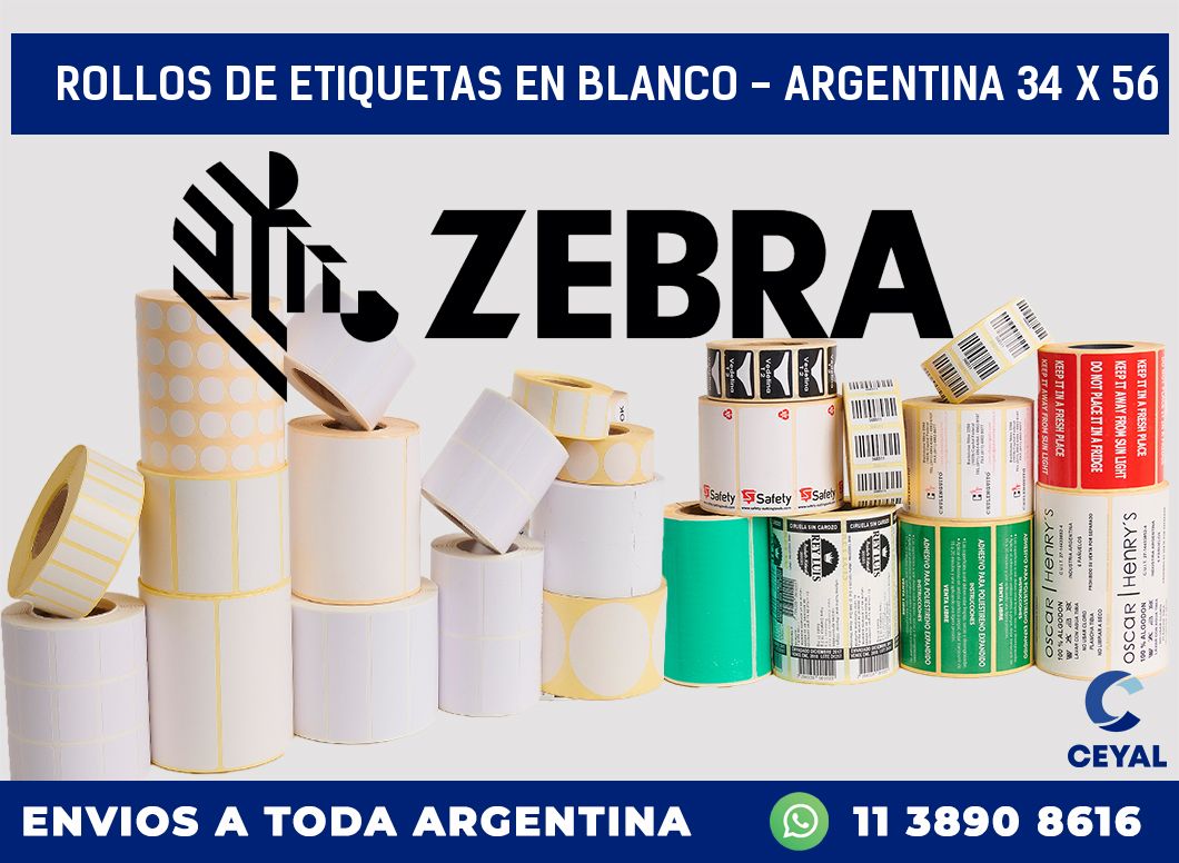 Rollos de etiquetas en blanco – Argentina 34 x 56