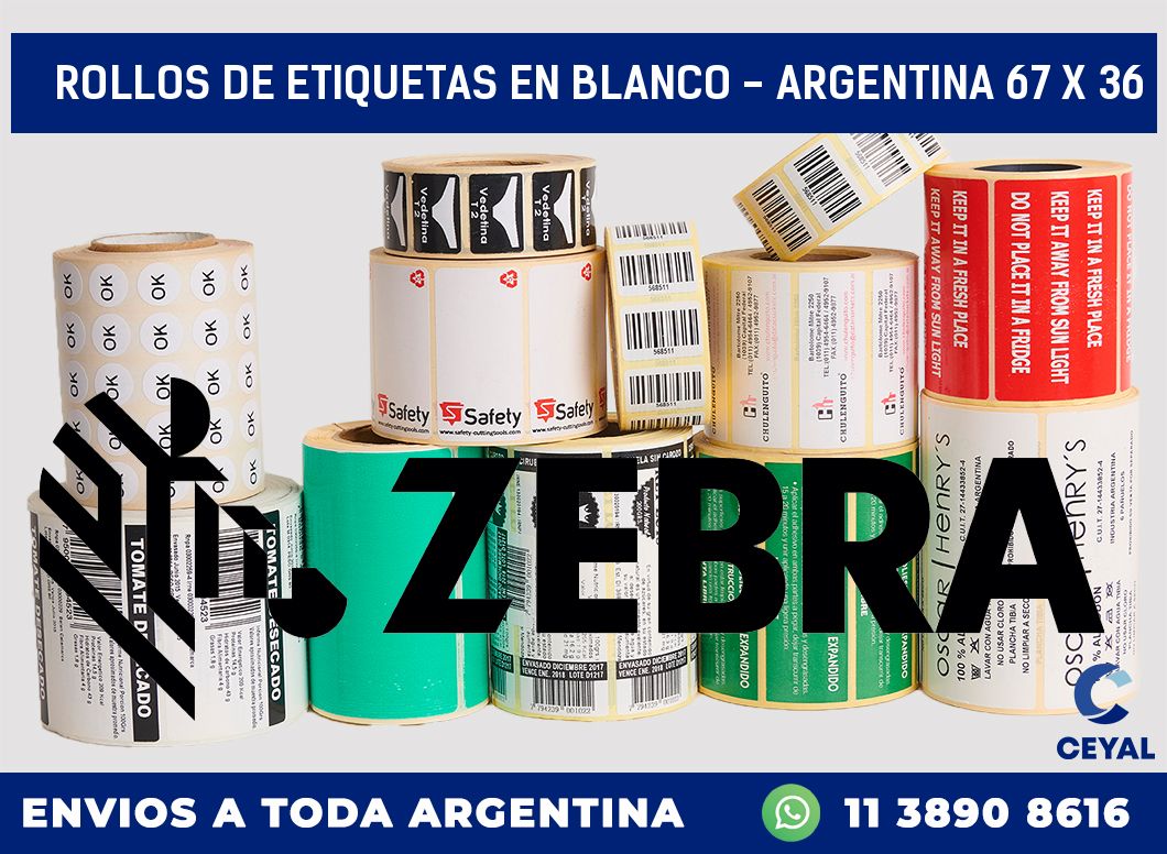 Rollos de etiquetas en blanco - Argentina 67 x 36