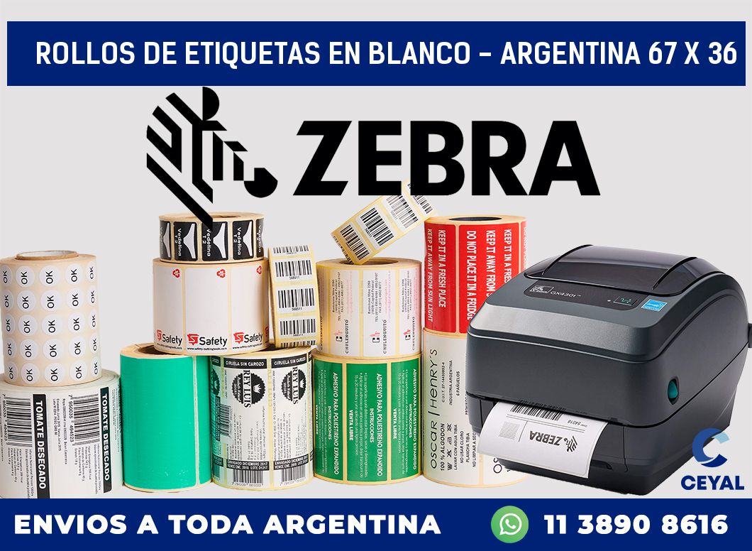 Rollos de etiquetas en blanco – Argentina 67 x 36