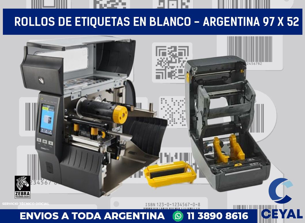 Rollos de etiquetas en blanco - Argentina 97 x 52