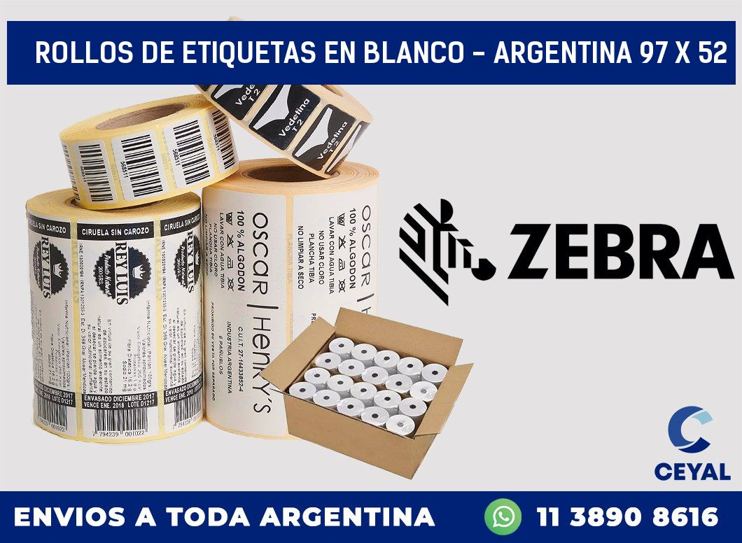 Rollos de etiquetas en blanco - Argentina 97 x 52