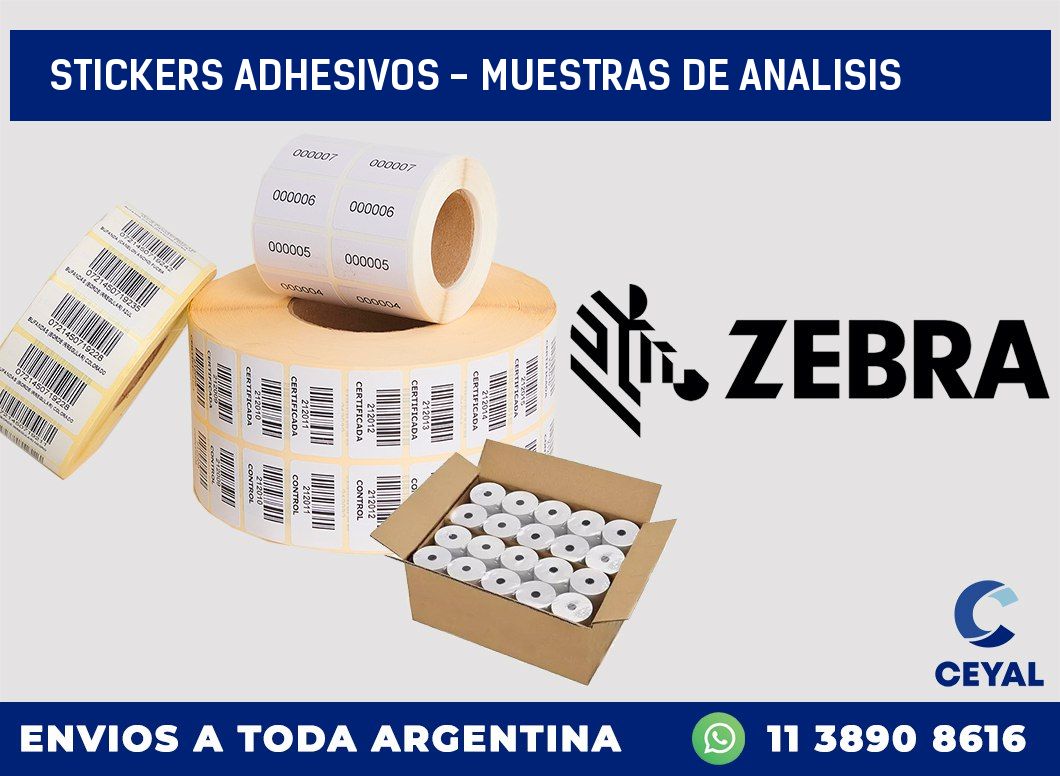 stickers adhesivos – muestras de analisis