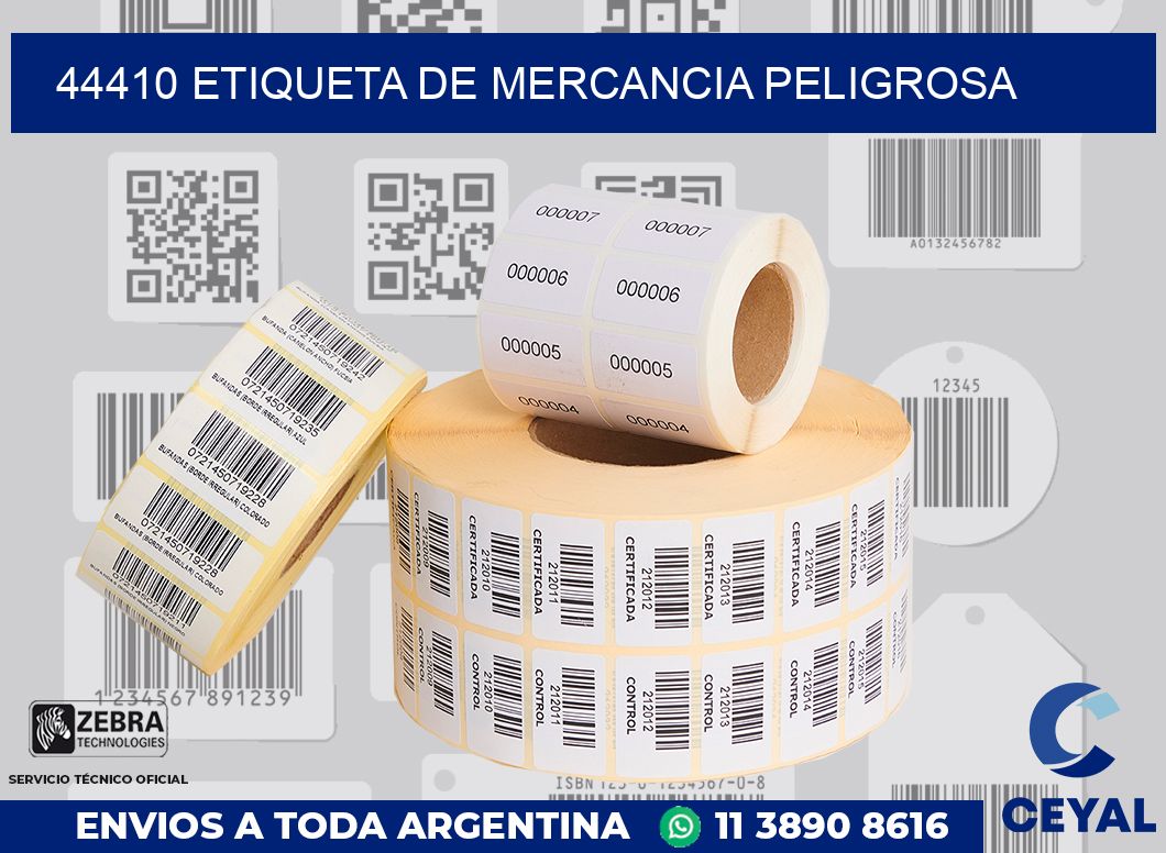 44410 Etiqueta de mercancia peligrosa