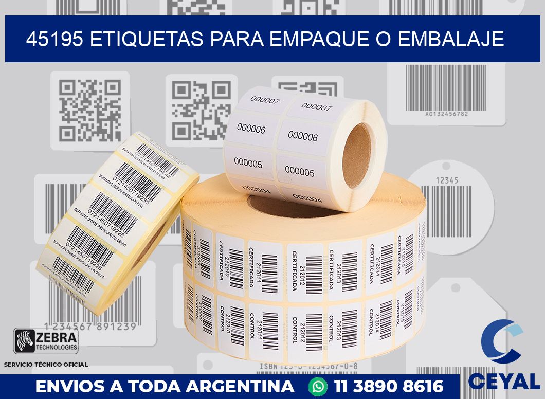 45195 Etiquetas para empaque o embalaje