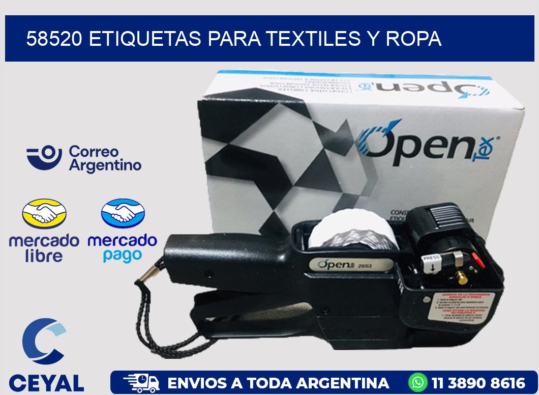 58520 Etiquetas para textiles y Ropa