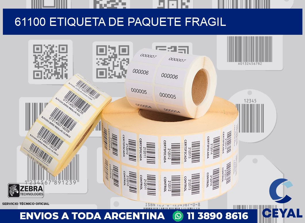 61100 Etiqueta de paquete fragil