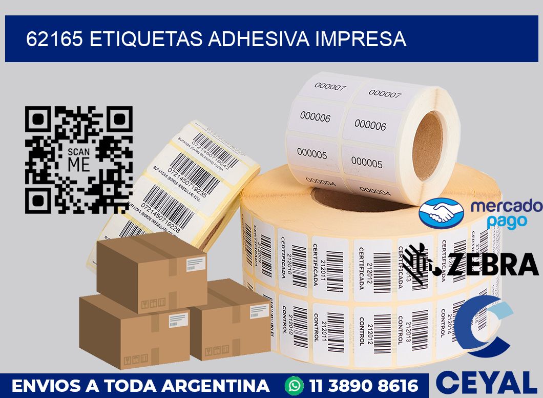 62165 etiquetas adhesiva impresa