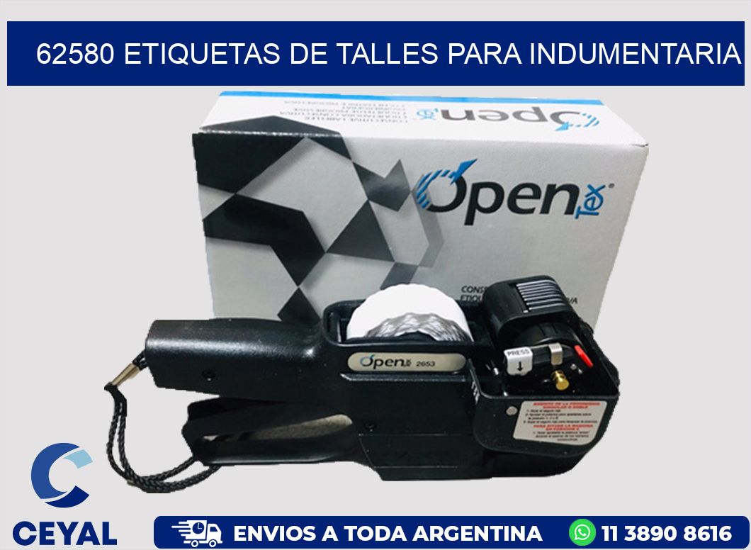 62580 Etiquetas de Talles para indumentaria