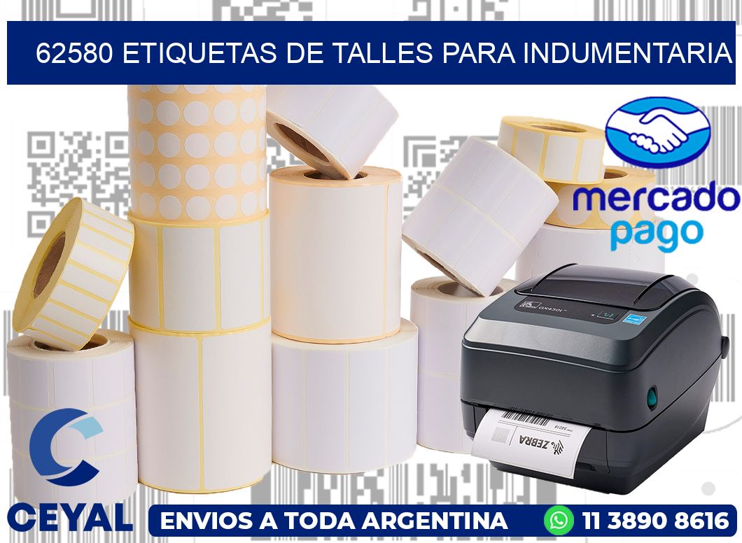 62580 Etiquetas de Talles para indumentaria