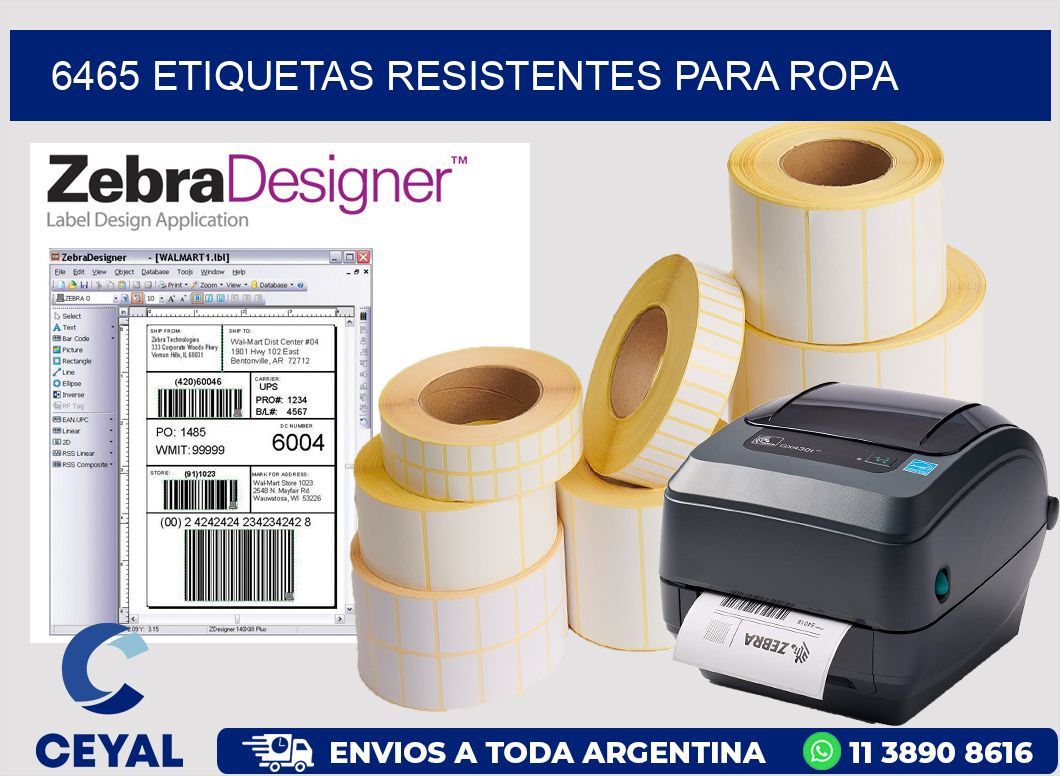 6465 Etiquetas resistentes para Ropa