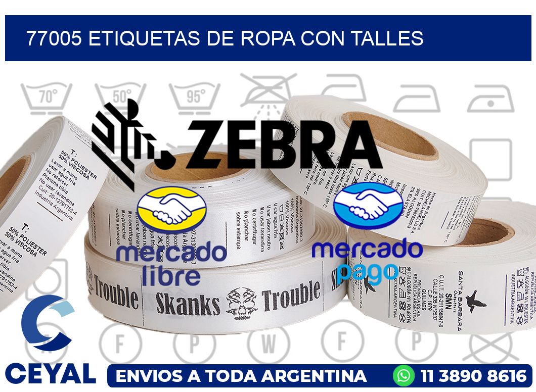 77005 Etiquetas de ropa con Talles