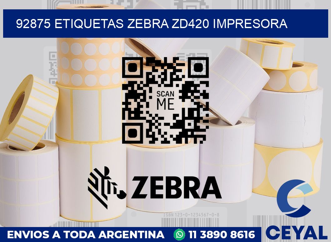 92875 etiquetas Zebra zd420 impresora