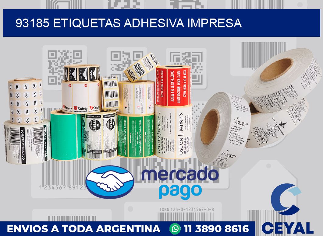 93185 etiquetas adhesiva impresa