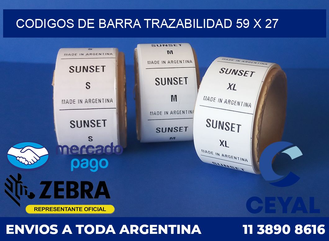 Codigos de barra trazabilidad 59 x 27