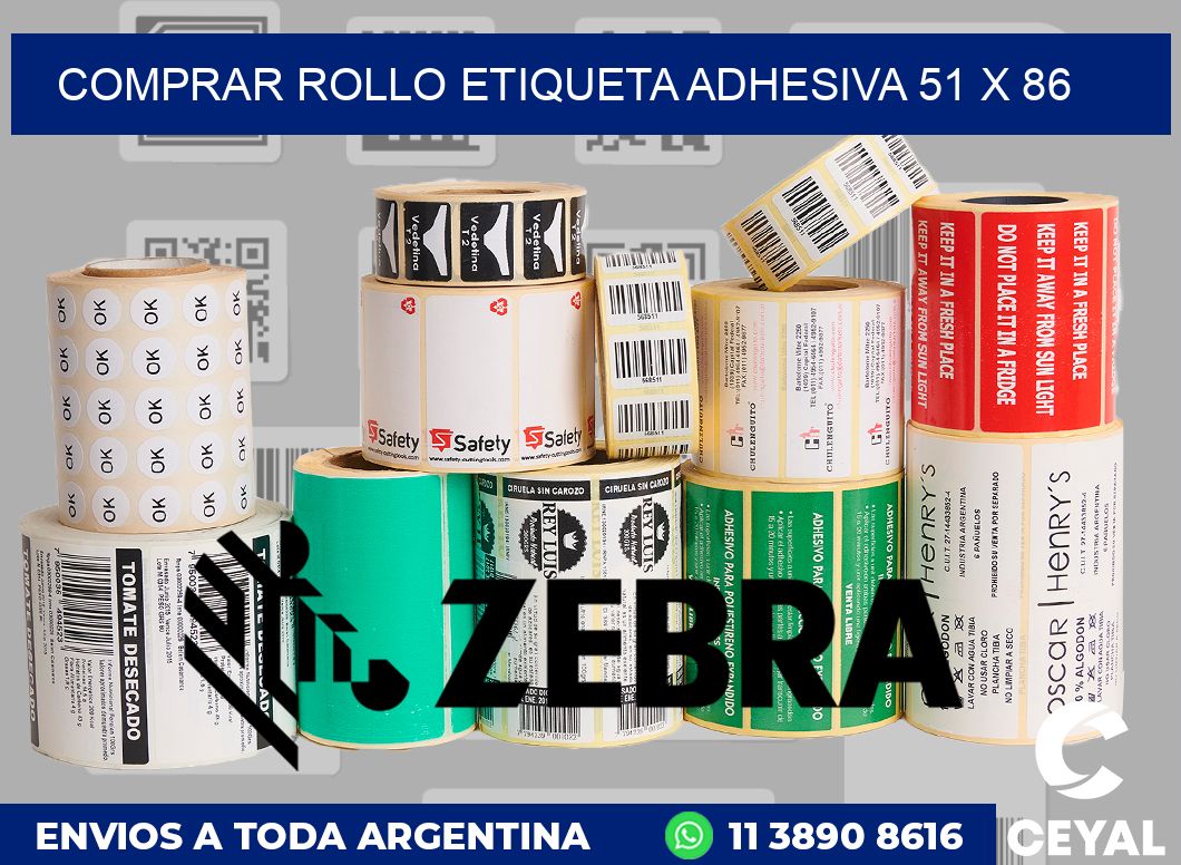 Comprar rollo etiqueta adhesiva 51 x 86