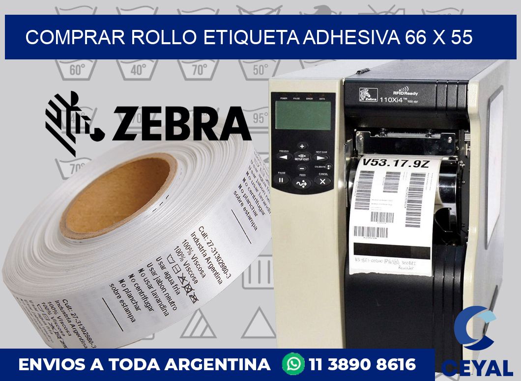 Comprar rollo etiqueta adhesiva 66 x 55