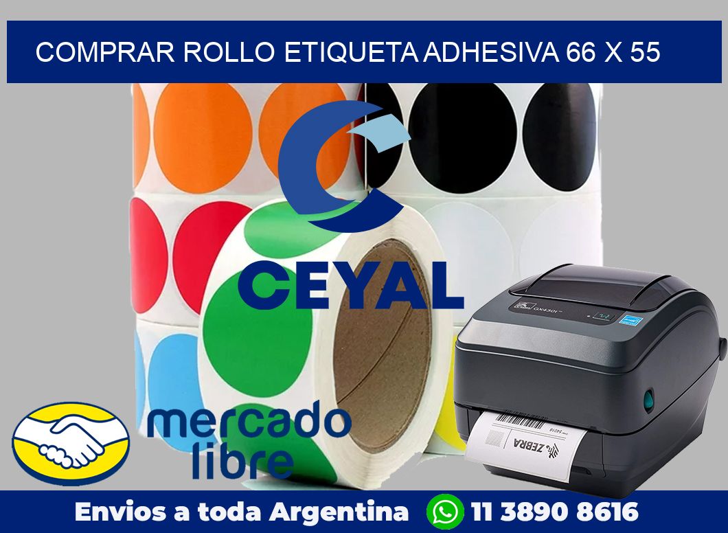 Comprar rollo etiqueta adhesiva 66 x 55