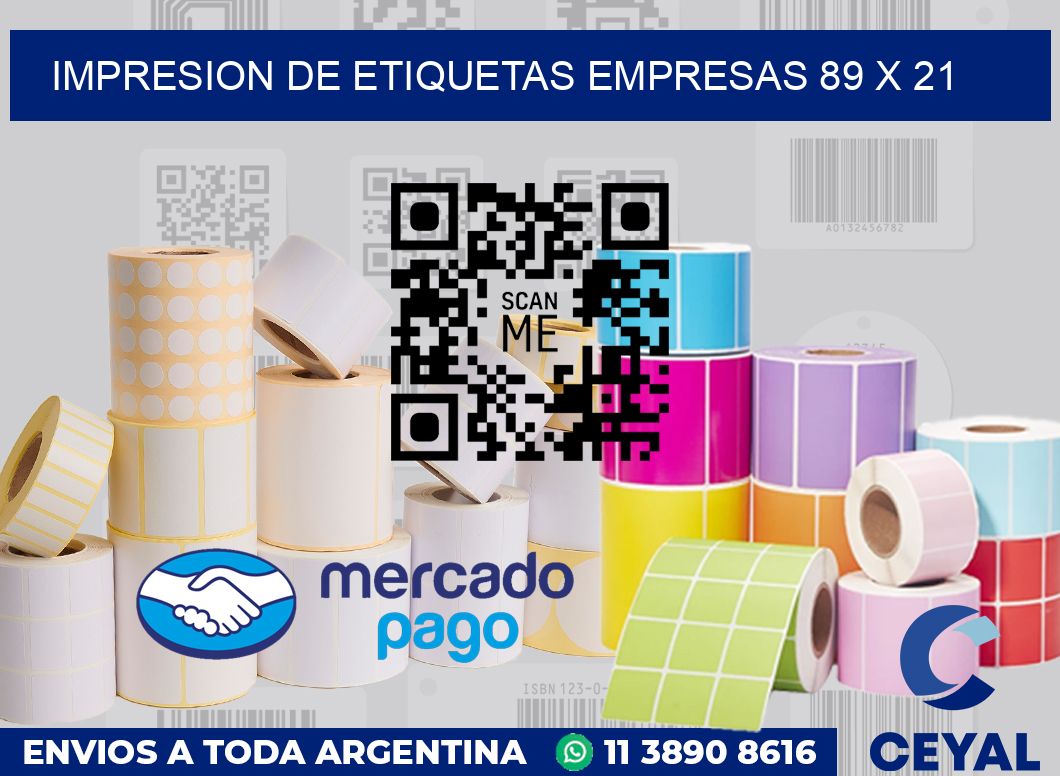 Impresion de etiquetas empresas 89 x 21