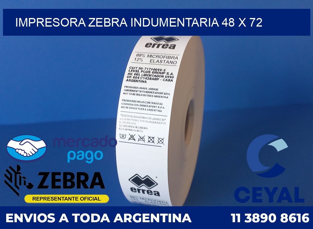 Impresora Zebra indumentaria 48 x 72