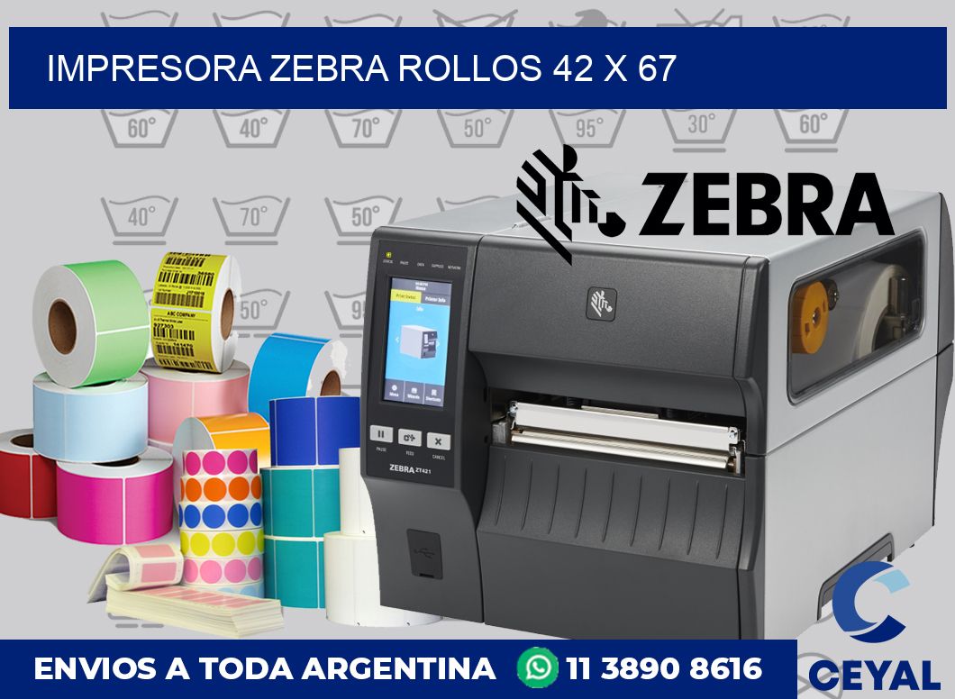 Impresora Zebra rollos 42 x 67