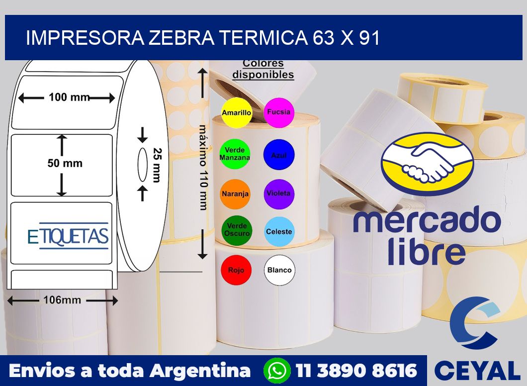 Impresora Zebra termica 63 x 91