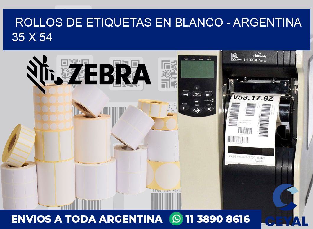 Rollos de etiquetas en blanco – Argentina 35 x 54