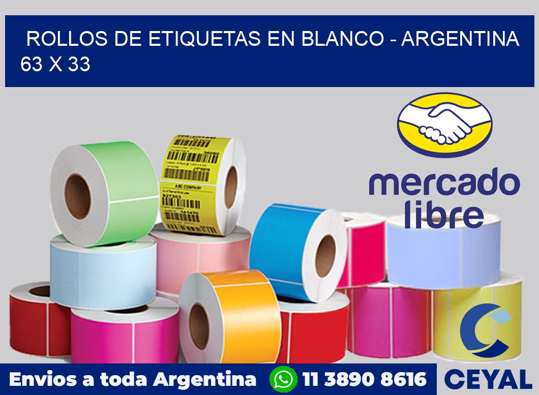 Rollos de etiquetas en blanco - Argentina 63 x 33