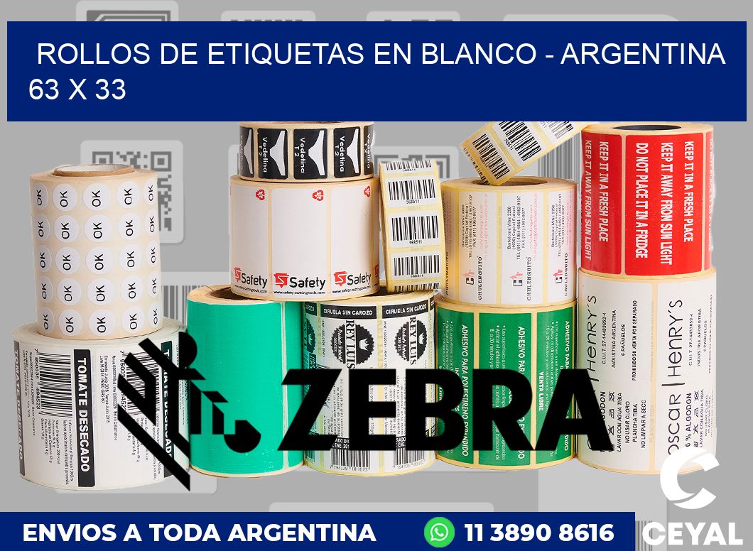 Rollos de etiquetas en blanco - Argentina 63 x 33