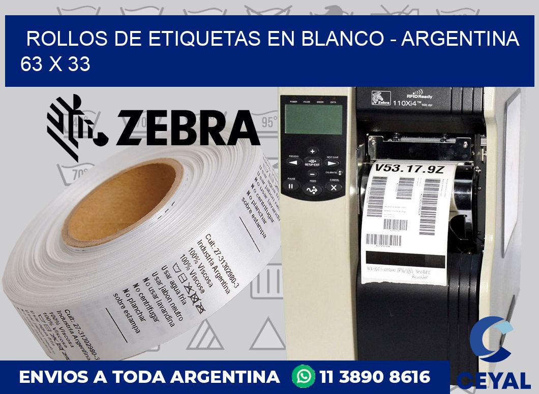 Rollos de etiquetas en blanco – Argentina 63 x 33