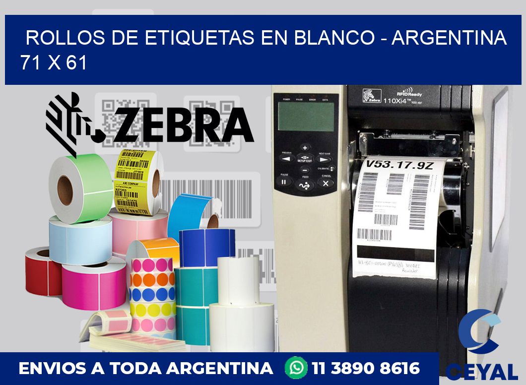 Rollos de etiquetas en blanco – Argentina 71 x 61