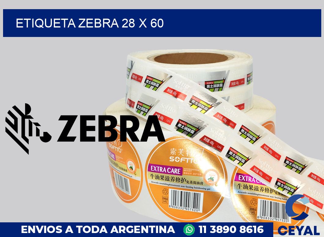 etiqueta zebra 28 x 60