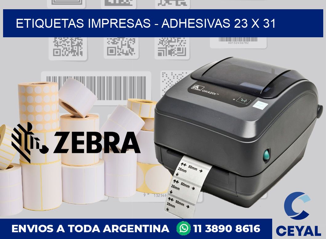 etiquetas impresas - Adhesivas 23 x 31