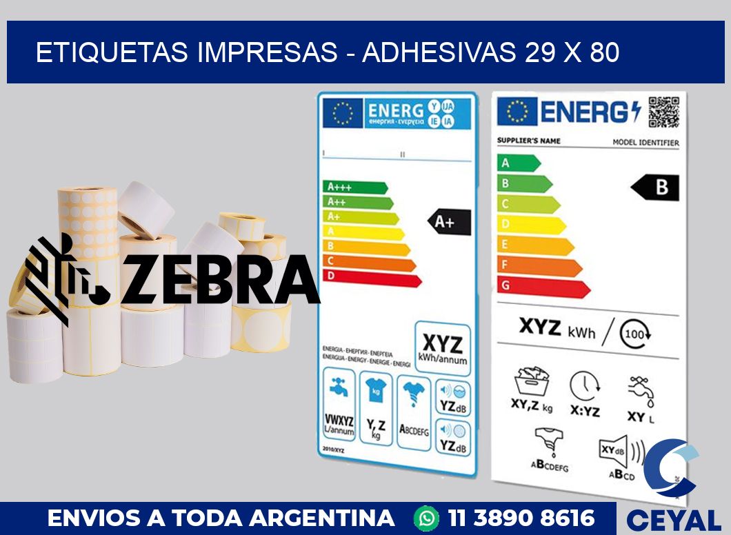 etiquetas impresas - Adhesivas 29 x 80