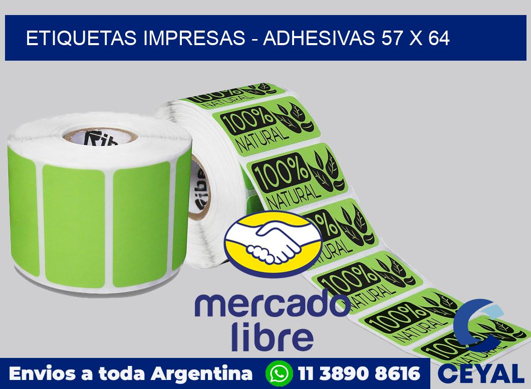 etiquetas impresas – Adhesivas 57 x 64