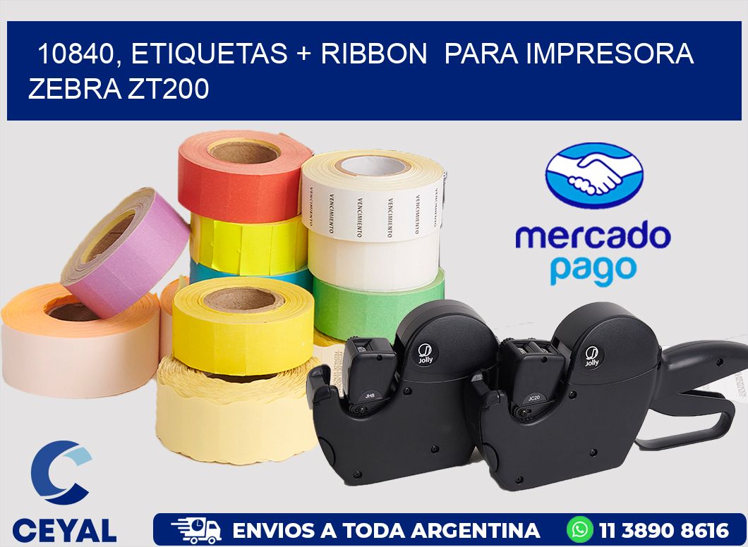 10840, etiquetas + ribbon  para impresora zebra ZT200