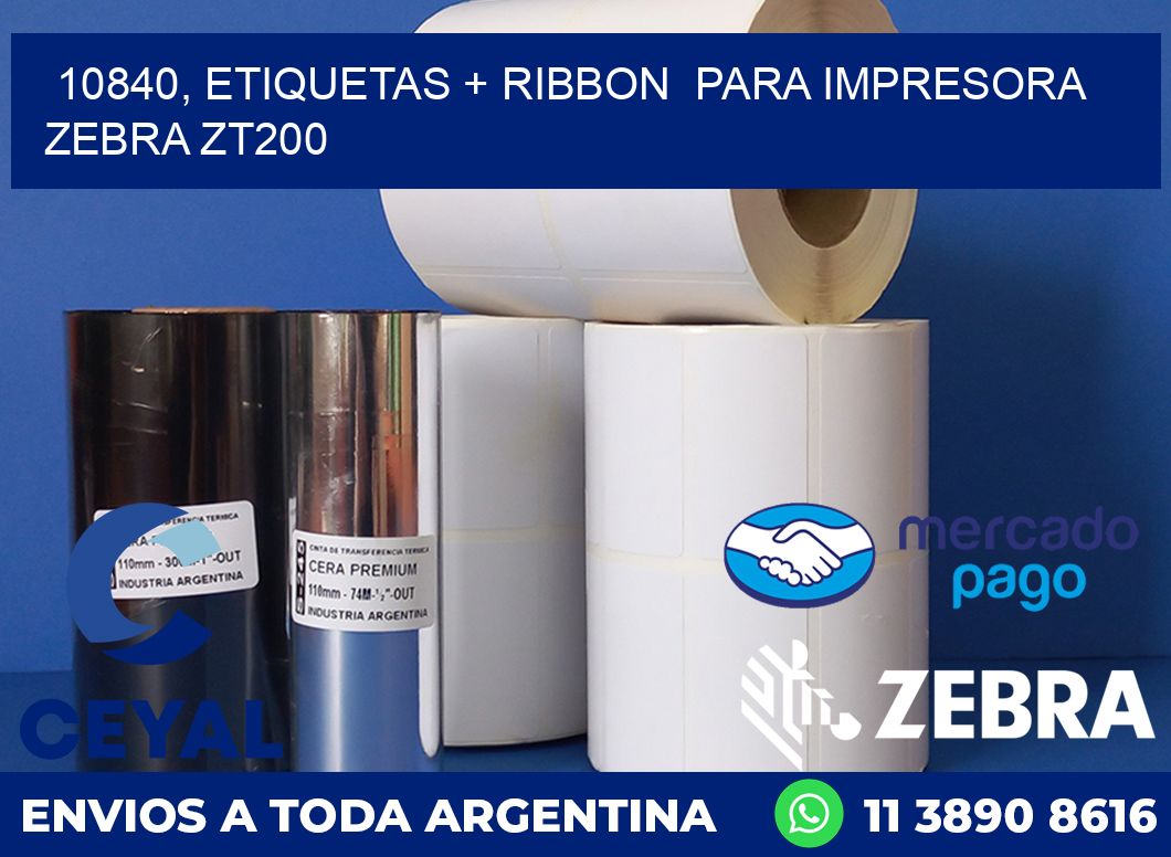 10840, etiquetas + ribbon  para impresora zebra ZT200