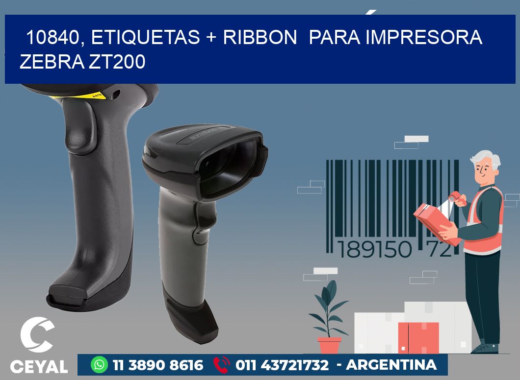 10840, etiquetas + ribbon  para impresora zebra ZT200