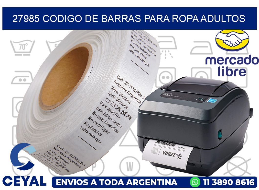 27985 CODIGO DE BARRAS PARA ROPA ADULTOS