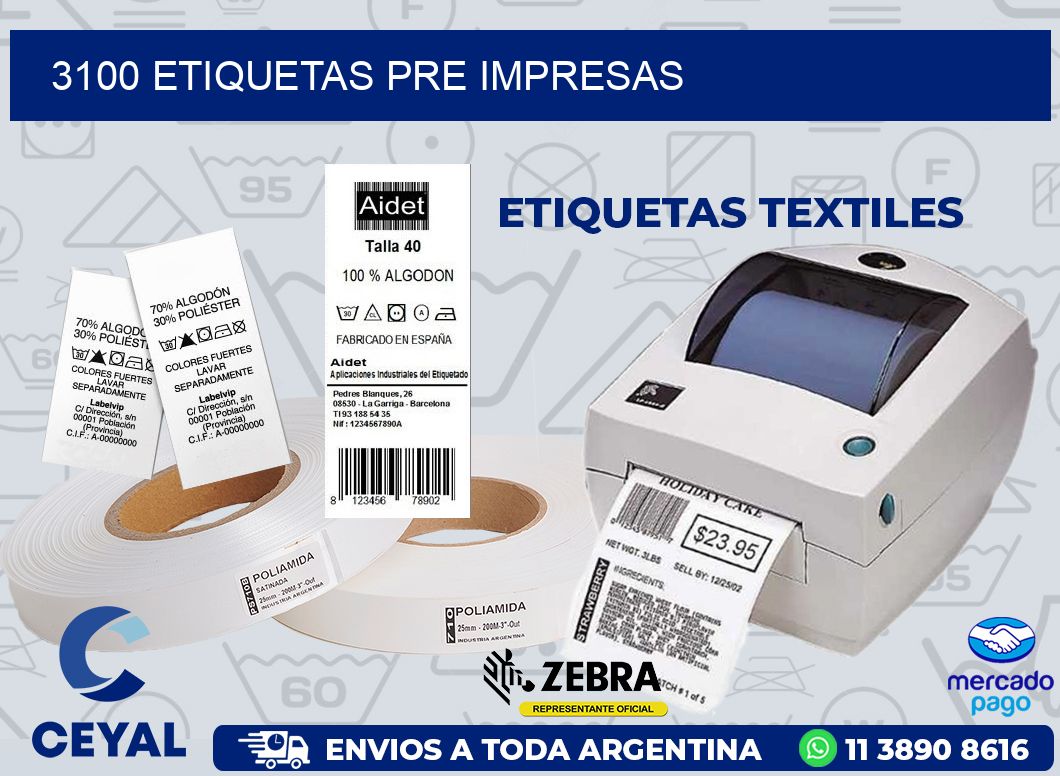 3100 ETIQUETAS PRE IMPRESAS