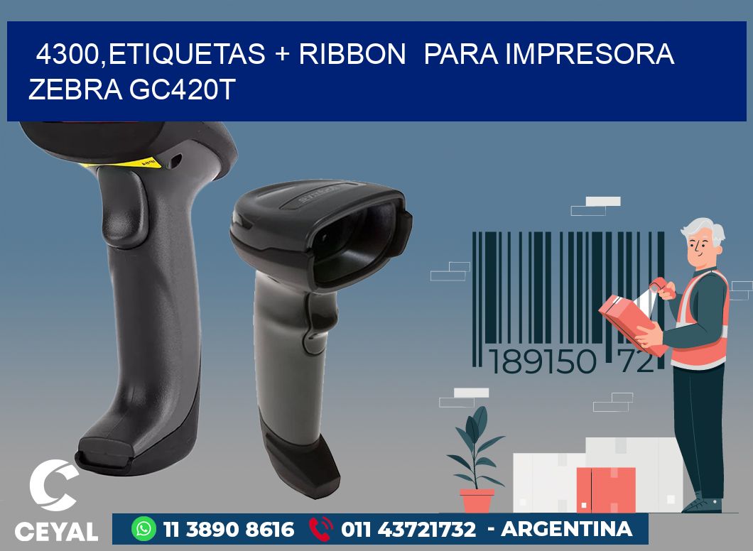 4300,etiquetas + ribbon  para impresora zebra GC420T