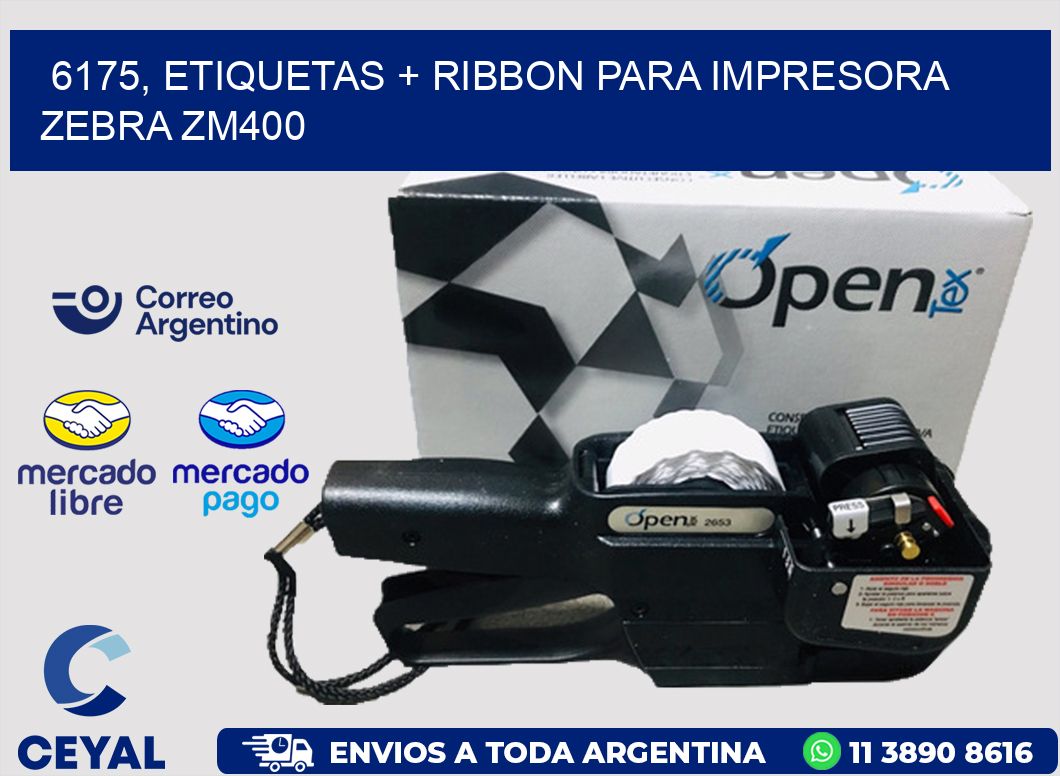 6175, etiquetas + ribbon para impresora zebra ZM400