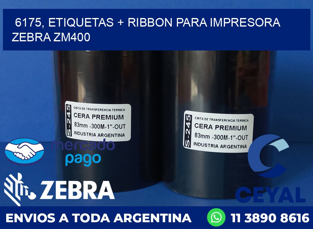 6175, etiquetas + ribbon para impresora zebra ZM400