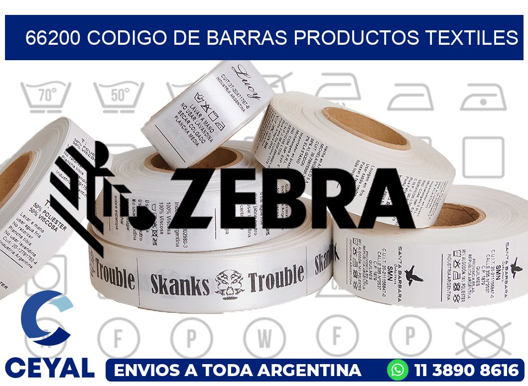 66200 CODIGO DE BARRAS PRODUCTOS TEXTILES