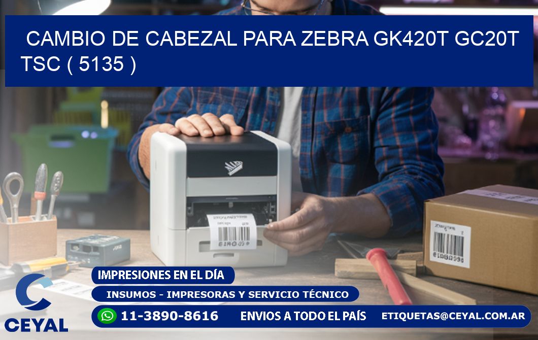 CAMBIO DE CABEZAL PARA ZEBRA GK420T GC20T TSC ( 5135 )