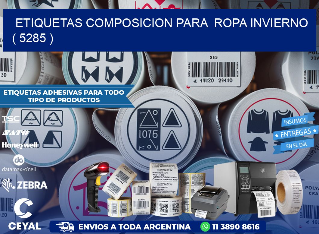 ETIQUETAS COMPOSICION PARA  ROPA INVIERNO   ( 5285 )