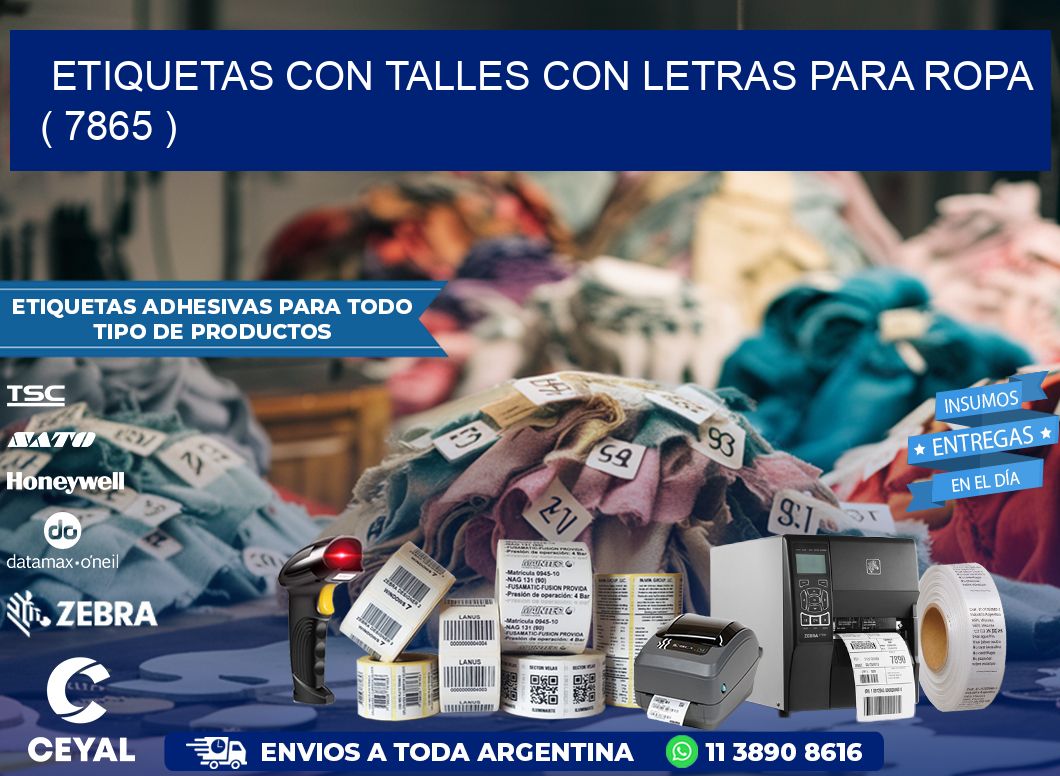 ETIQUETAS CON TALLES CON LETRAS PARA ROPA   ( 7865 )